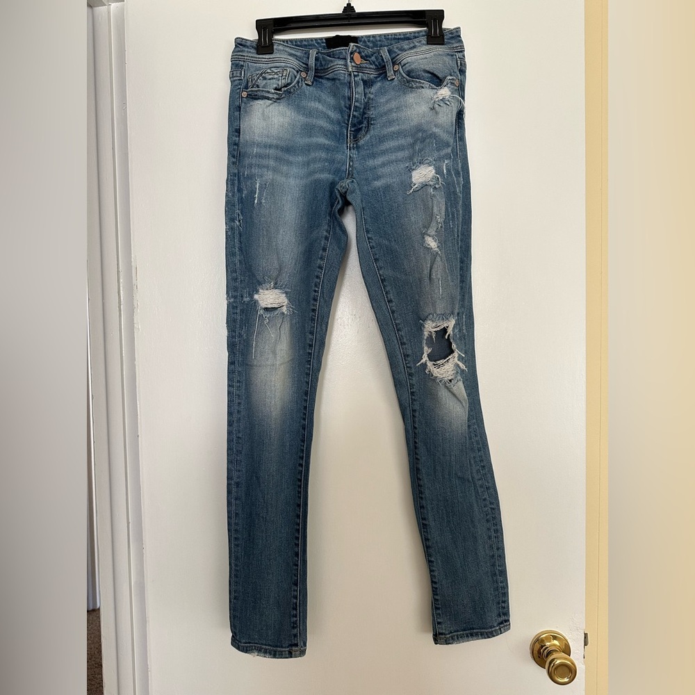 Buckle Women's Distressed Skinny Jeans - Blue
